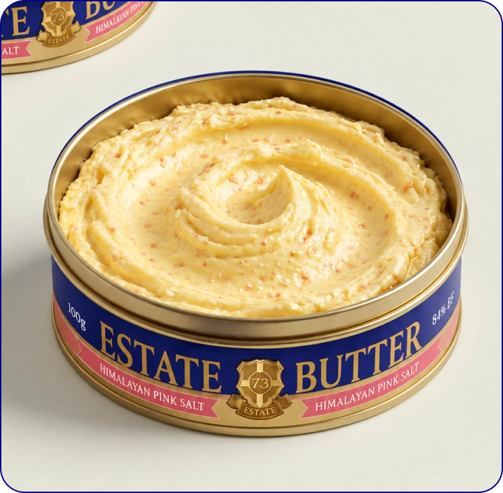 73 Estate Himalayan Pink Salt flavoured butter tin