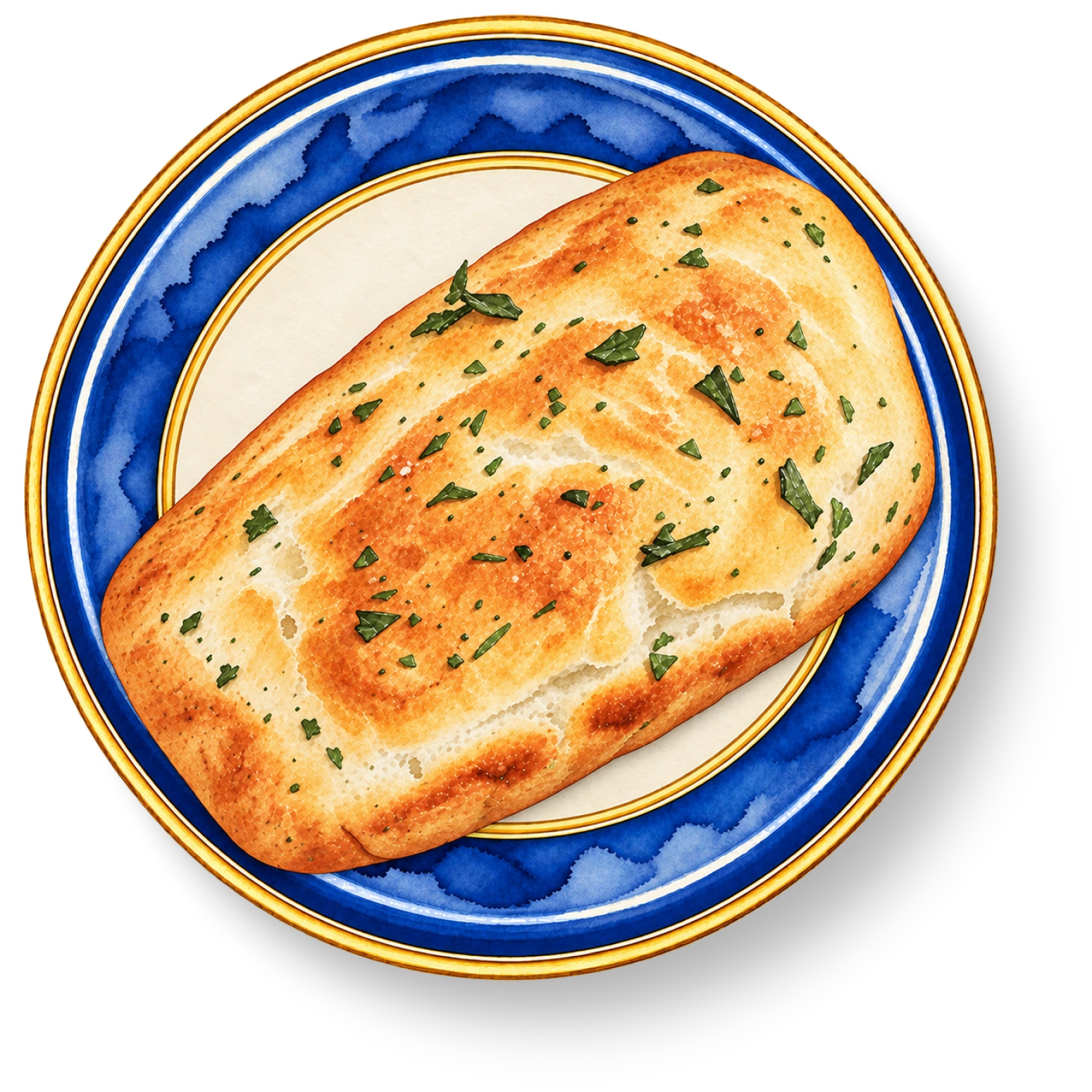 Estate Bread on a blue porcelain plate